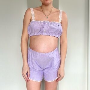 Reworked Ralph Lauren Coquette Romantic Lounge Set – Lilac & Lace - Size S